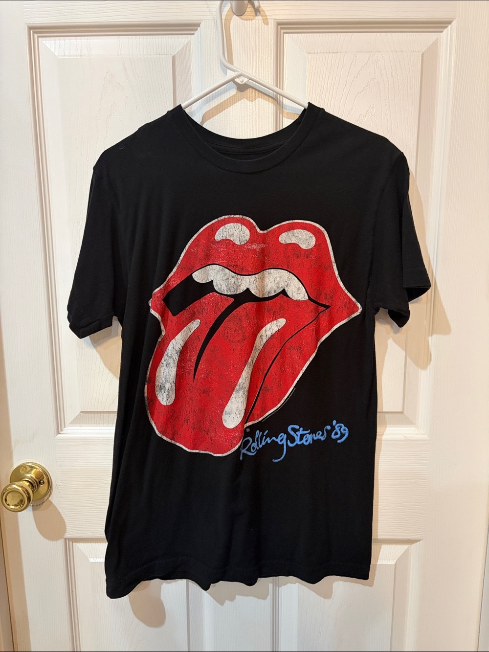 the Rolling Stones Black Tee with Red Tongue Graphic
